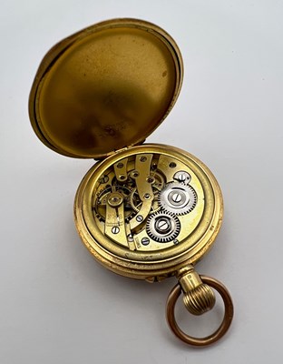 Lot 244 - An open face fob watch, the engine-turned gilt...