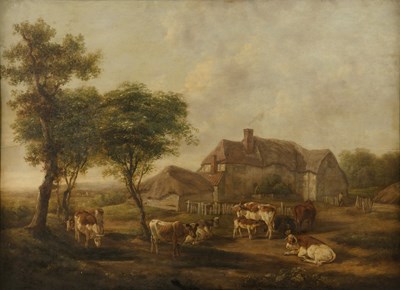 Lot 370 - Charles Towne (1763-1840) Cattle before a...