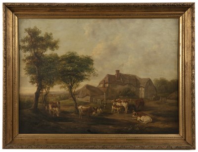 Lot 370 - Charles Towne (1763-1840) Cattle before a...