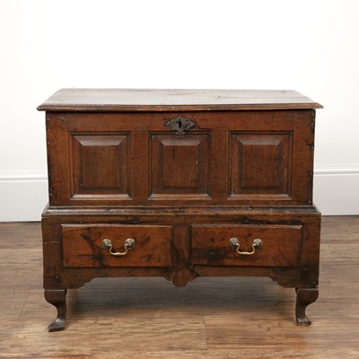 Lot 184 - Oak chest or bible box on stand Welsh, 18th...