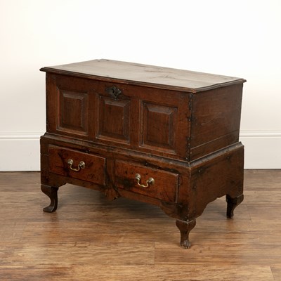 Lot 184 - Oak chest or bible box on stand Welsh, 18th...