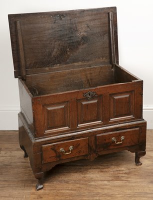 Lot 184 - Oak chest or bible box on stand Welsh, 18th...