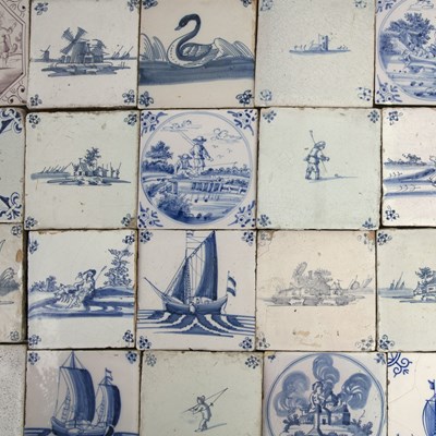 Lot 429 - Collection of Delft tiles Dutch, blue and...