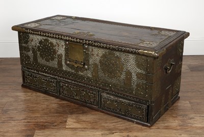 Lot 83 - Zanzibar-style chest with brass studded detail...