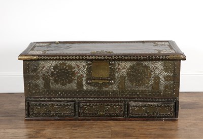 Lot 83 - Zanzibar-style chest with brass studded detail...