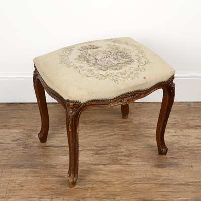 Lot 161 - Walnut framed foot stool 19th Century, with an...