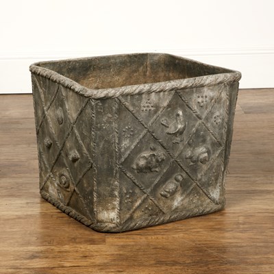 Lot 218 - Lead garden planter of tapering square form,...