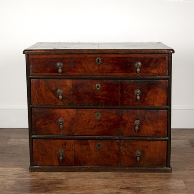 Lot 76 - Walnut veneered chest of drawers 18th Century,...