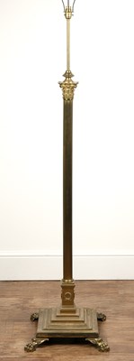 Lot 188 - Brass Corinthian column standard lamp with a...