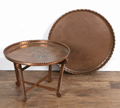 Lot 236 - Large copper dish 20th Century, with pie crust...