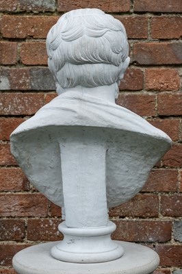 Lot 1343 - A cast reconstituted bust of Aristotle on a matching fluted plinth