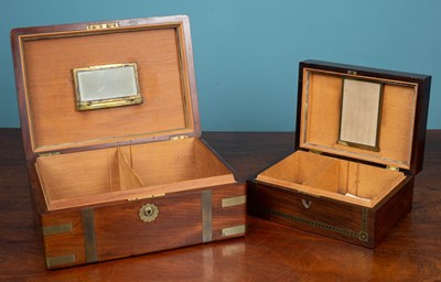 Lot 578 - Two 19th century hardwood boxes later converted for use as humidors