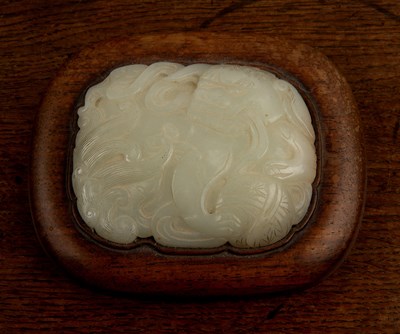 Lot 287 - Two hardwood and jade inset ink boxes Chinese,...