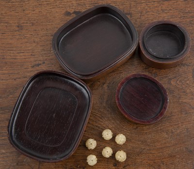 Lot 287 - Two hardwood and jade inset ink boxes Chinese,...