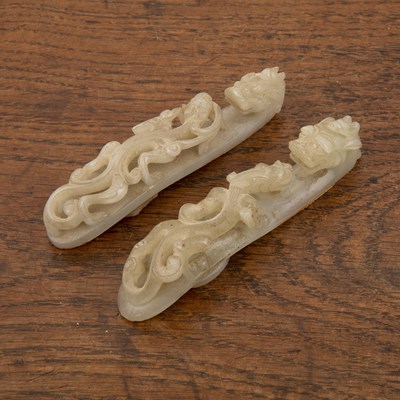 Lot 282 - Pair of mutton fat jade buckles Chinese, 19th...