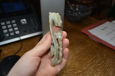 Lot 282 - Pair of mutton fat jade buckles Chinese, 19th...
