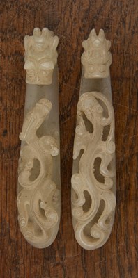 Lot 282 - Pair of mutton fat jade buckles Chinese, 19th...