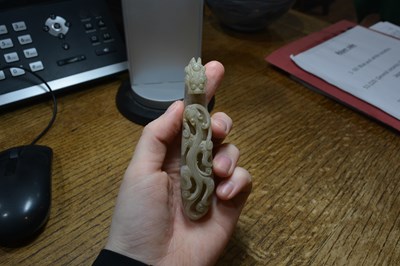 Lot 282 - Pair of mutton fat jade buckles Chinese, 19th...
