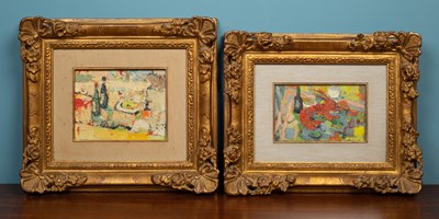 Lot 483 - René Sinicki (French b.1910-), 'Le Homard' and 'Les Bouteilles'