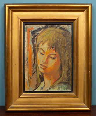 Lot 509 - Guily Joffrin (French, b.1909-d.2007), head and shoulder portrait of a young woman