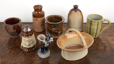 Lot 390 - Group of stoneware and pottery pieces 19th...