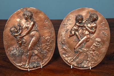 Lot 447 - A pair of electroplate copper plaques