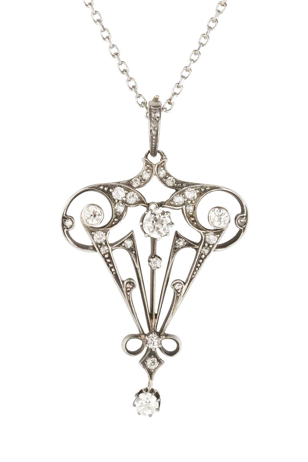 Lot 59 - An Art Nouveau style diamond pendant, designed...