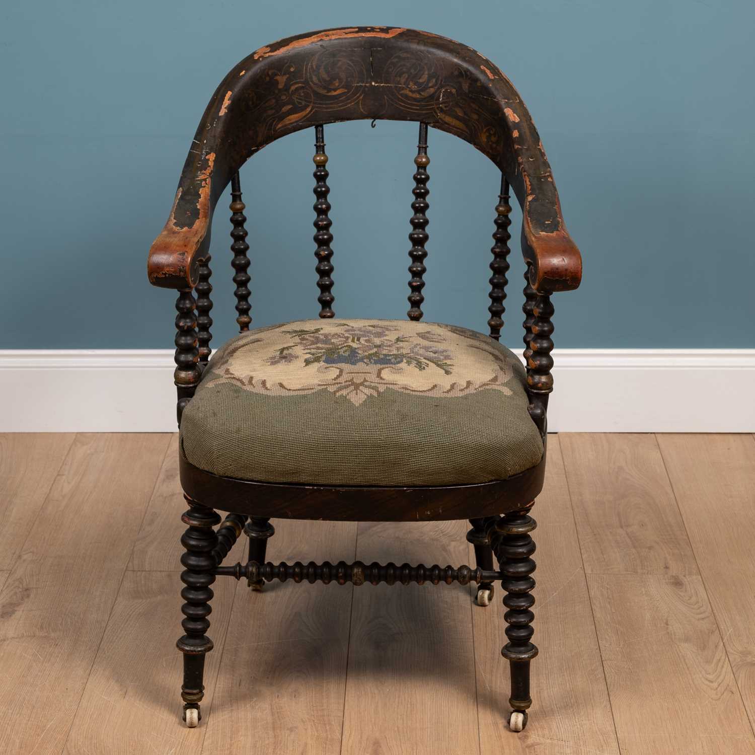 Lot 446 - An antique Scandinavian desk chair