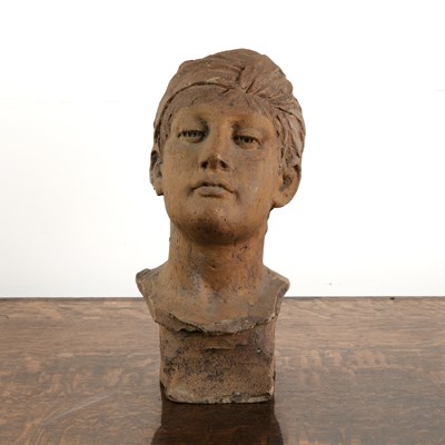 Lot 384 - Plaster head of a girl French, circa 1900,...