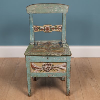 Lot 472 - An antique Scandinavian, painted box-seated chair