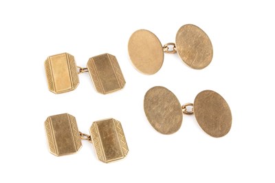 Lot 278 - Two pairs of 9ct gold cufflinks, the first...