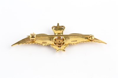 Lot 58 - An enamel RAF wings brooch, heightened with...