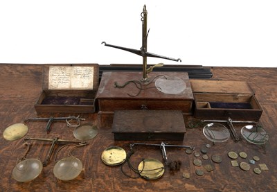 Lot 381 - Four cased sets of balance scales 19th Century,...