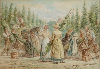 Lot 189 - Walter Duncan (1848-1932) Figures picking hops,...