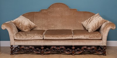 Lot 113 - A pair of large 17th century style country house sofas, reputedly removed from Fawsley Hall, Daventry