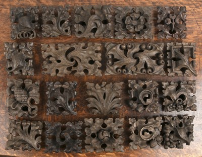 Lot 385 - Collection of nineteen carved oak bosses East...