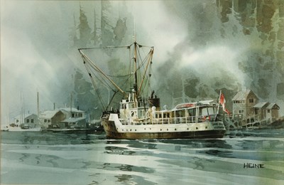 Lot 241 - Harry Heine (1928-2004) Coastal Freighter...