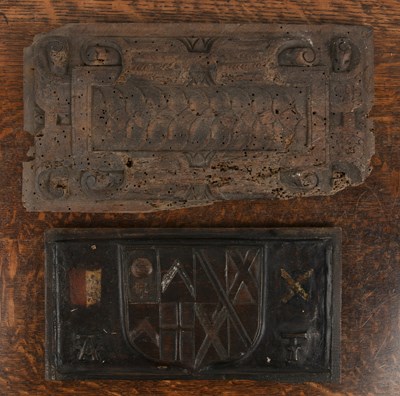 Lot 386 - Armorial painted oak marriage panel Northern...