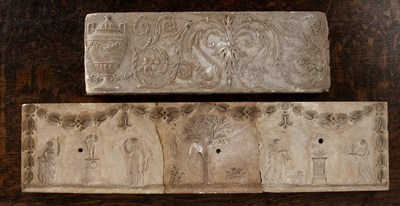 Lot 388 - Four classical-style plaster friezes largest,...