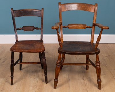 Lot 326 - A matched set of twelve Oxford pattern ash and elm Windsor kitchen chairs