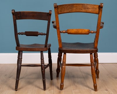 Lot 326 - A matched set of twelve Oxford pattern ash and elm Windsor kitchen chairs