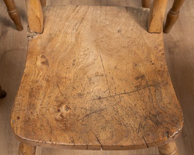 Lot 355 - A set of six ash and elm kitchen chairs