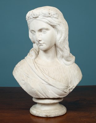 Lot 322 - A 19th century school carved marble female bust