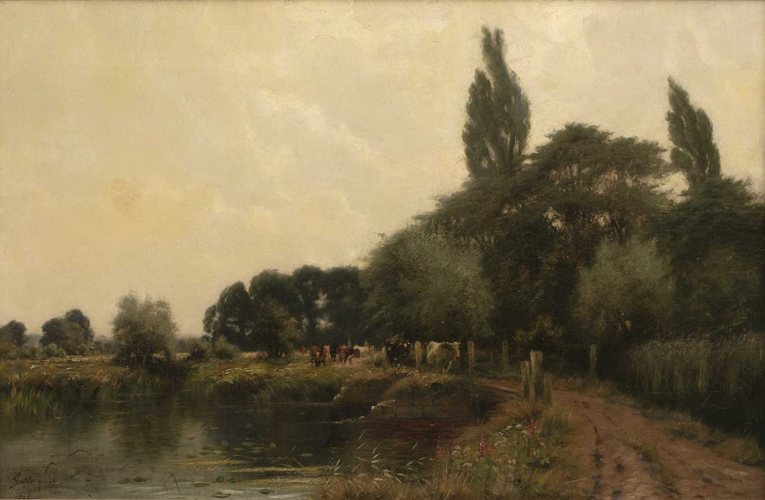 Lot 313 - Sidney Pike (1858-1923) Cattle on the...
