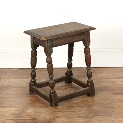 Lot 198 - Oak joint stool with turned supports and...