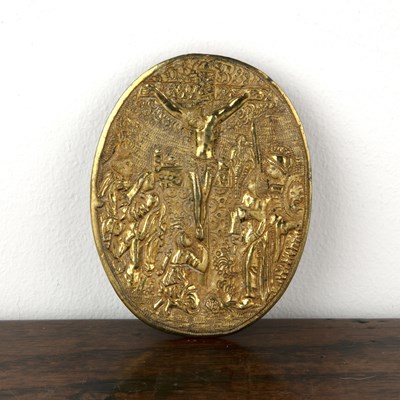 Lot 247 - Mercury gilded brass panel depicting the...
