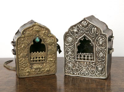 Lot 246 - Two Tibetan Gau or amulet boxes with brass and...