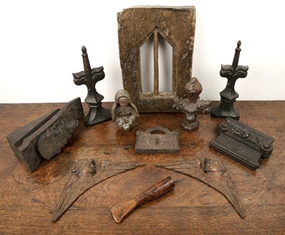 Lot 222 - Architectural elements 17th Century carved oak...