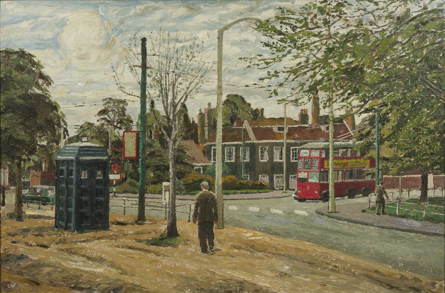 Lot 343 - Leslie Woollaston (b.1951) Street scene with...