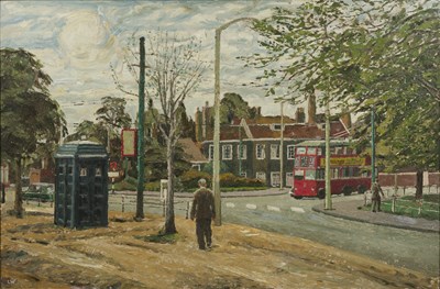 Lot 343 - Leslie Woollaston (b.1951) Street scene with...